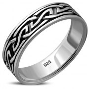 Solid Silver Mens Celtic Band Ring, rp606